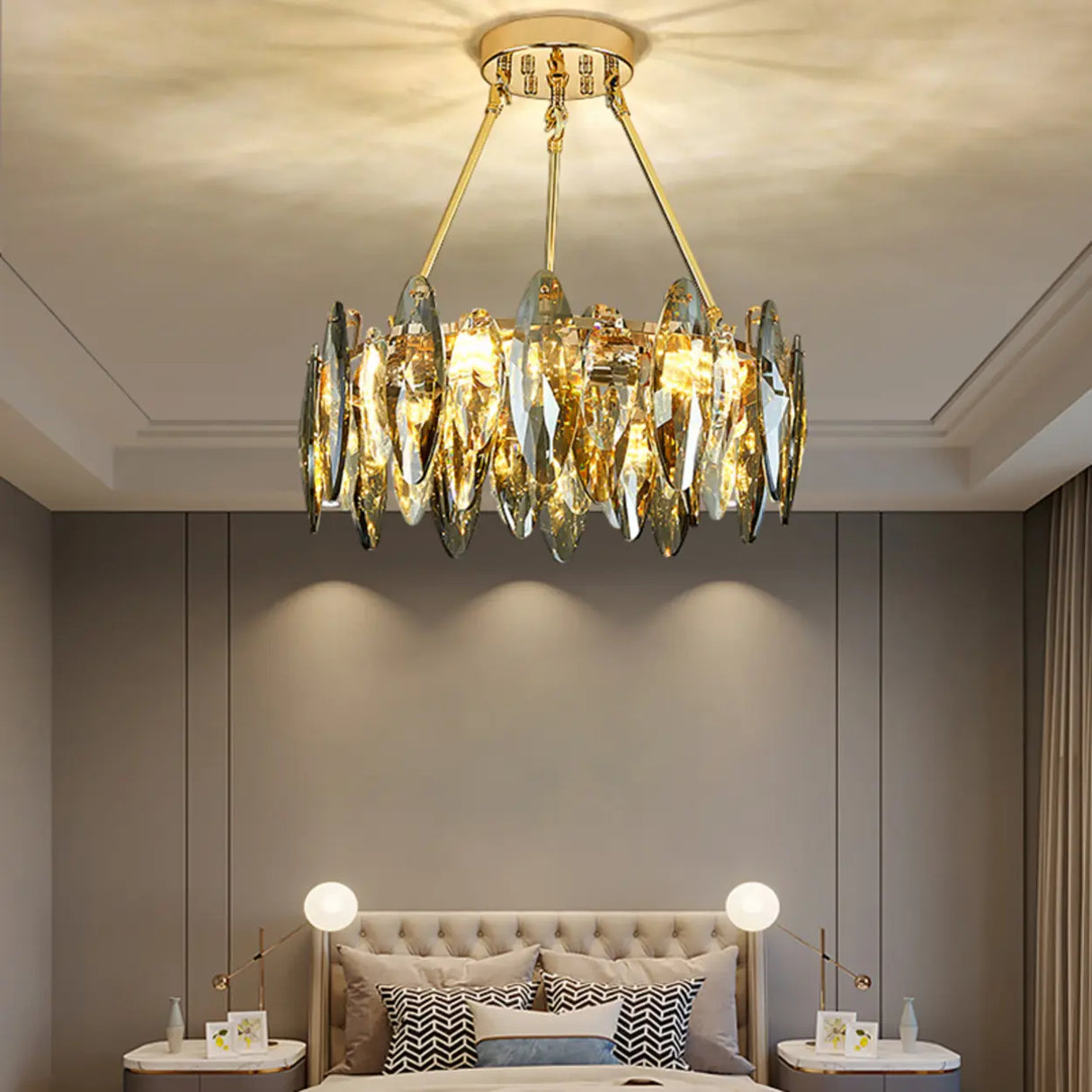 Luxury Modern Crystal Oval Round Living Room Chandelier Image - 11