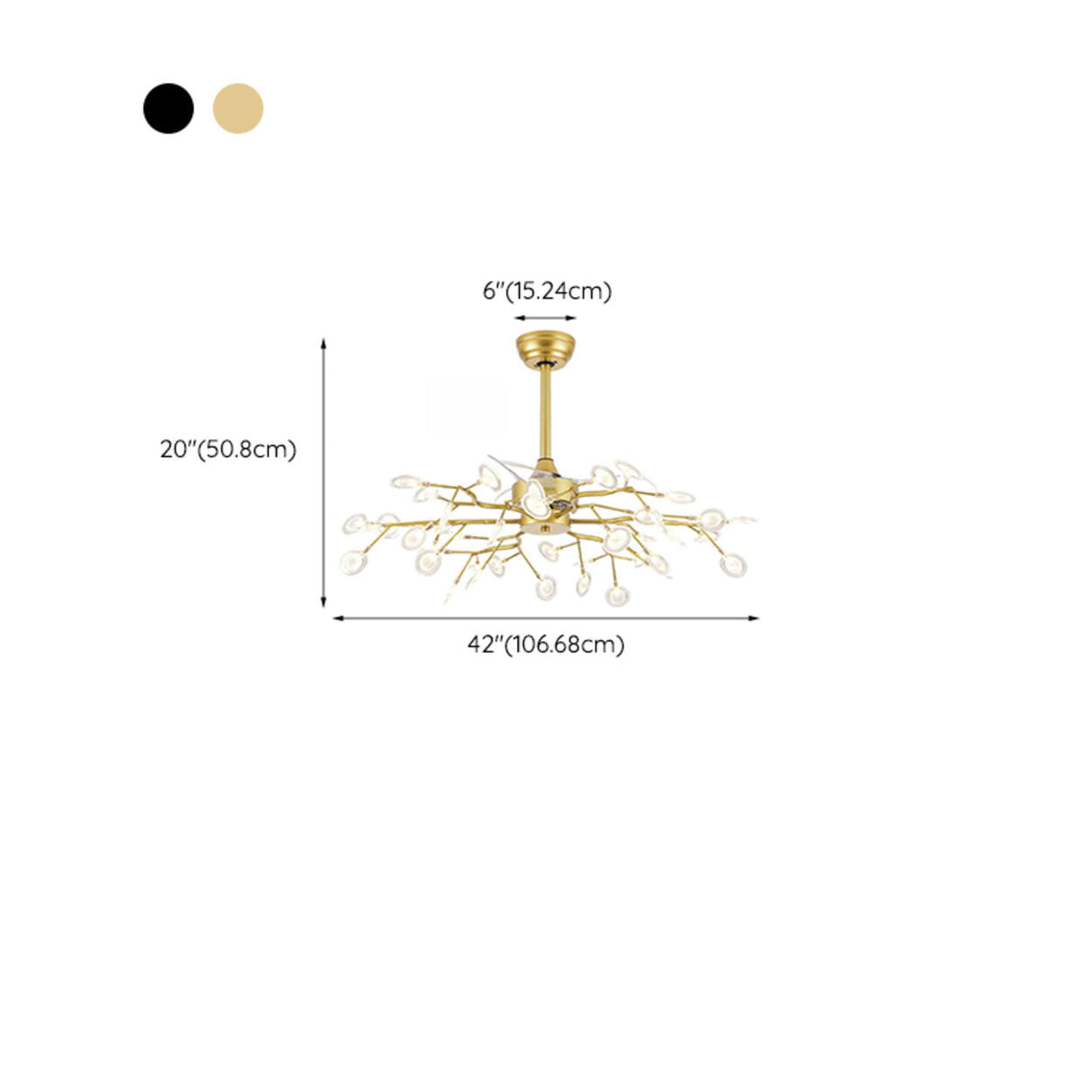 Luxury Modern Gold Firefly Chandelier Fan with Light