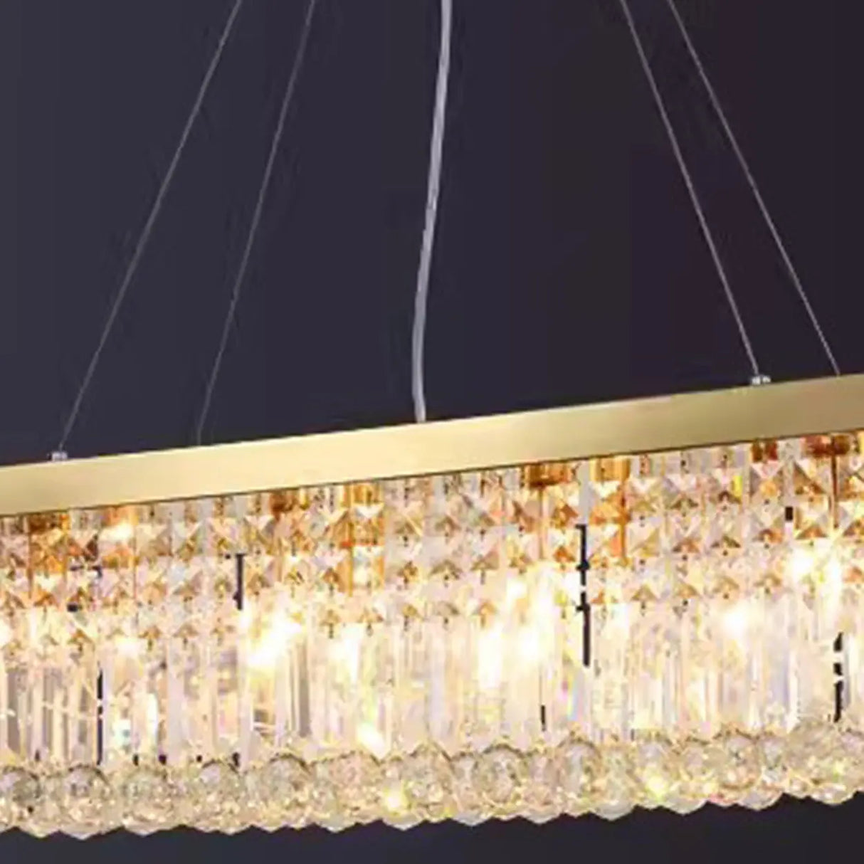 Luxury Rectangular Crystal Island Chandelier Light Image - 12