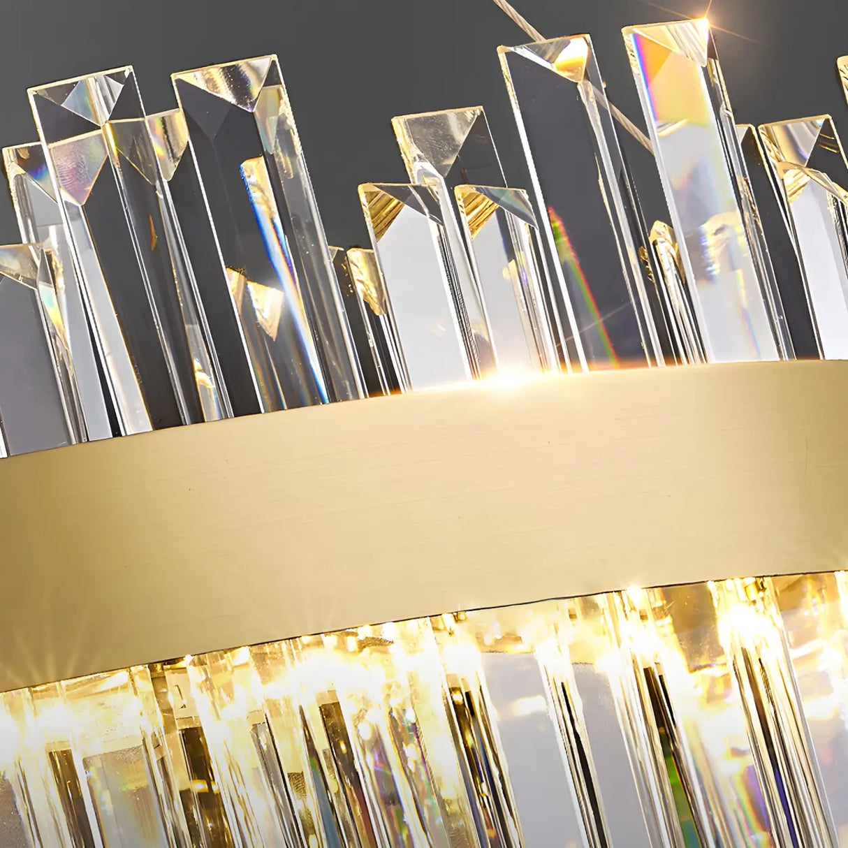 Luxury Round Gold Crystal Drum LIving Room Pendant Light Image - 13