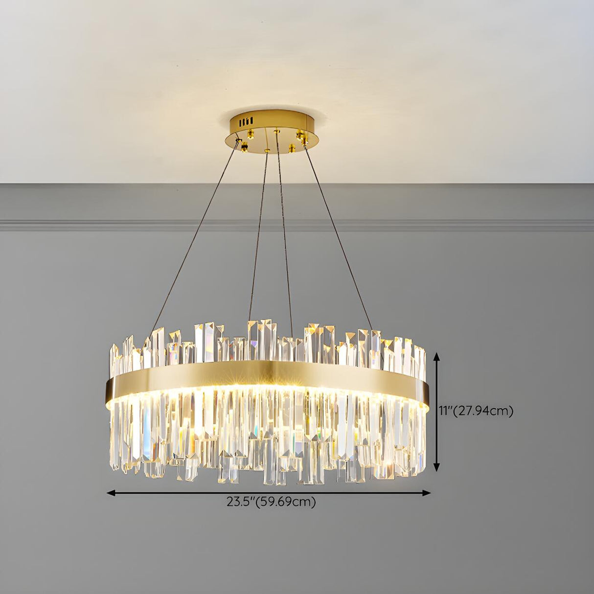 Luxury Round Gold Crystal Drum LIving Room Pendant Light Image - 21