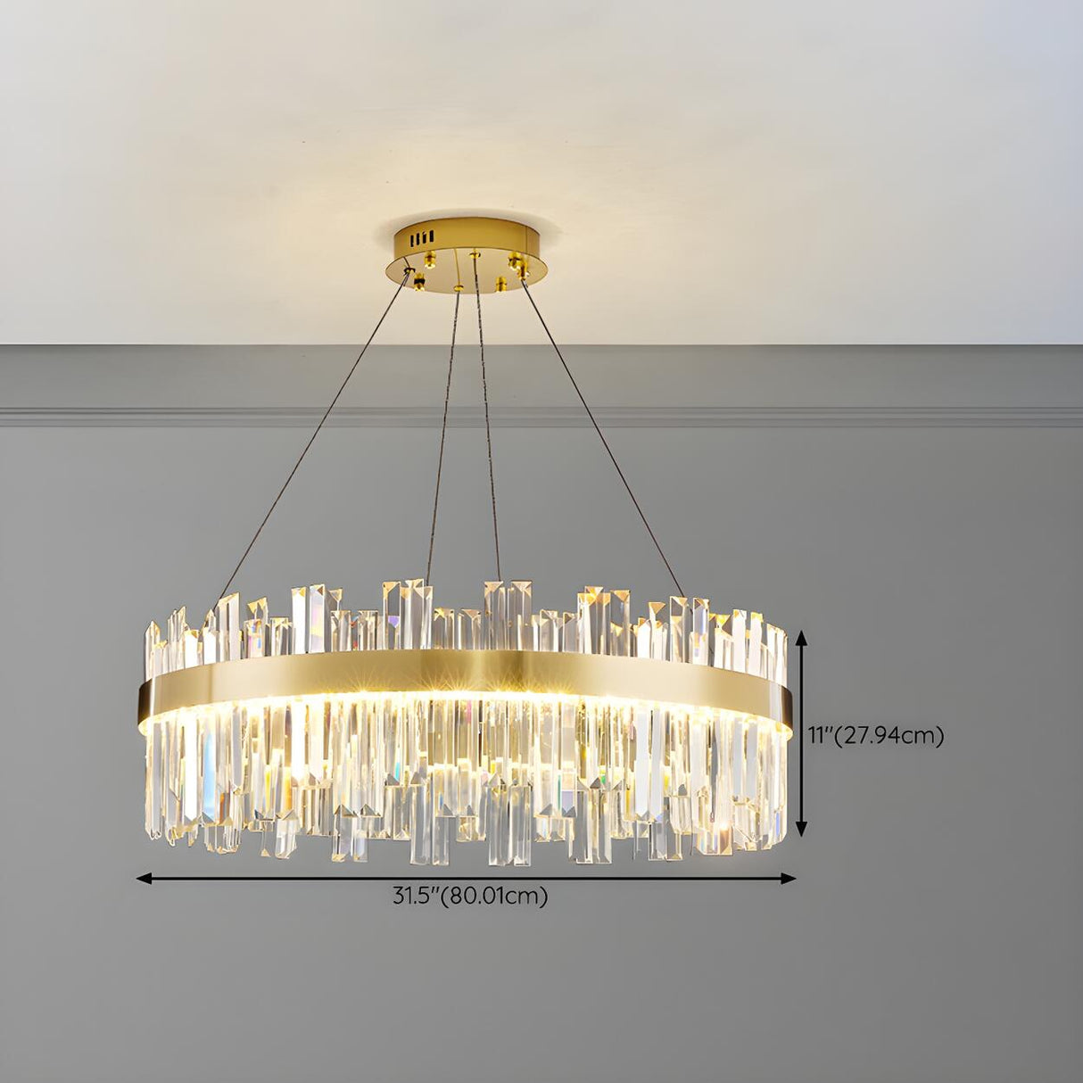 Luxury Round Gold Crystal Drum LIving Room Pendant Light Image - 22