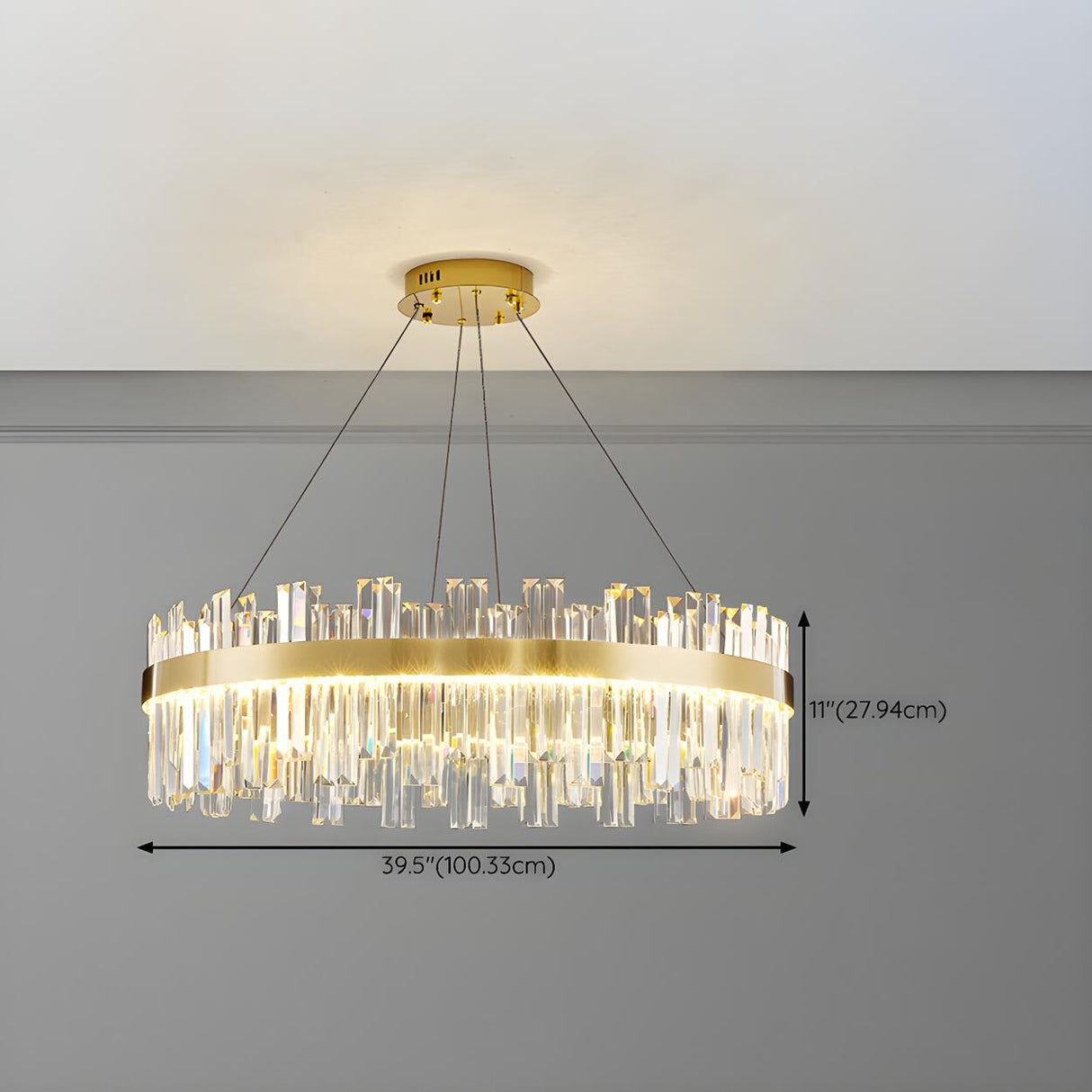 Luxury Round Gold Crystal Drum LIving Room Pendant Light Image - 23