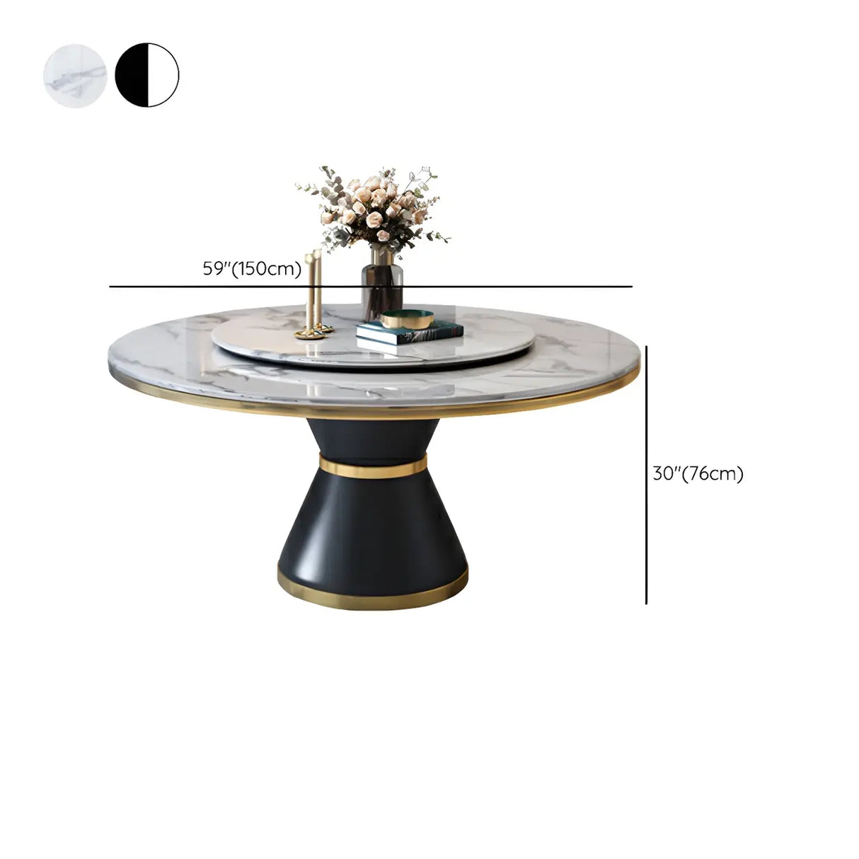 Luxury Round Marble Lazy Susan Turning Dining Table Image - 16