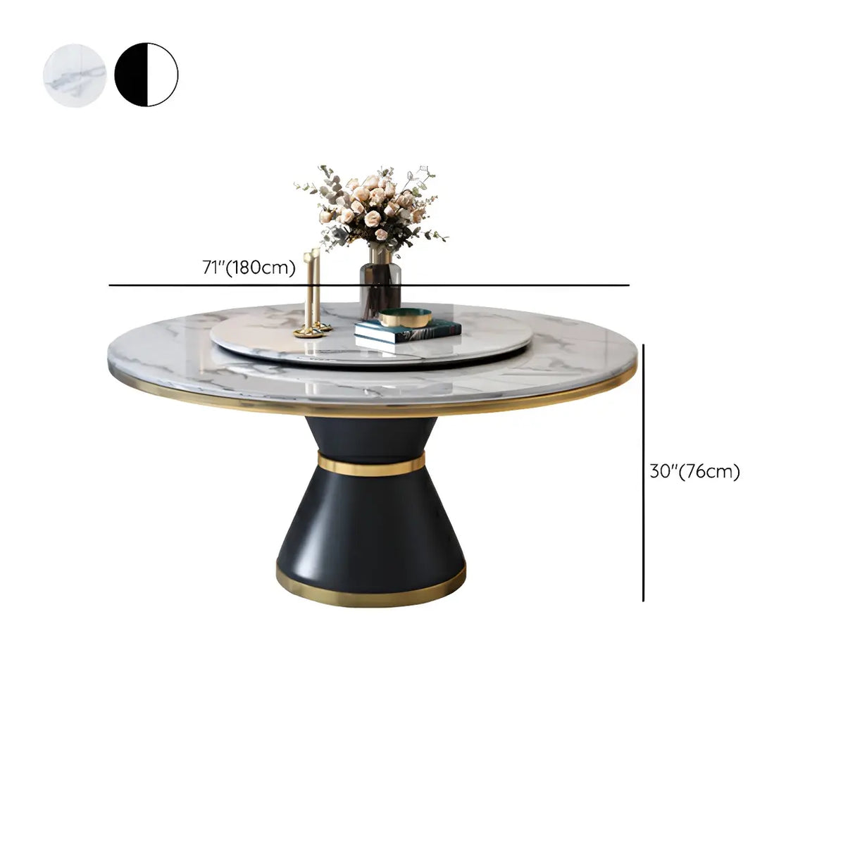 Luxury Round Marble Lazy Susan Turning Dining Table Image - 18