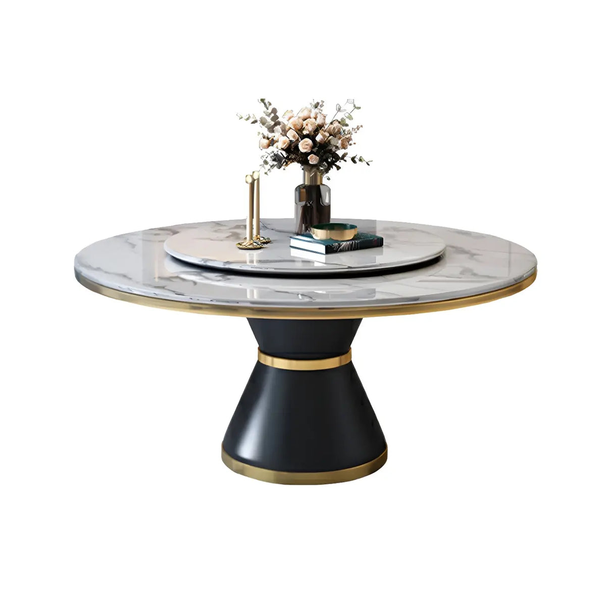 Luxury Round Marble Lazy Susan Turning Dining Table Image - 5