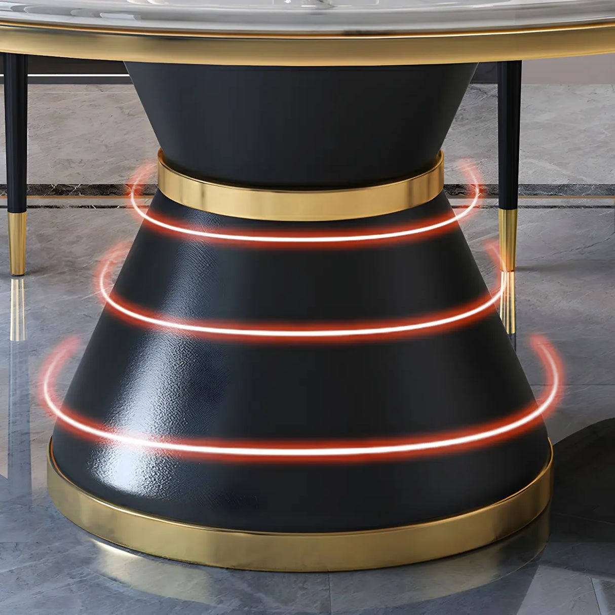 Luxury Round Marble Lazy Susan Turning Dining Table Image - 9