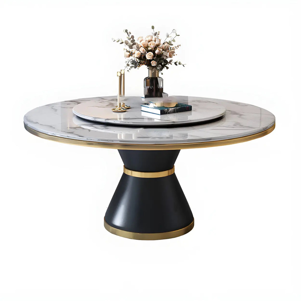 Luxury Round White Marble Scratch Resistant Dining Table Image - 11