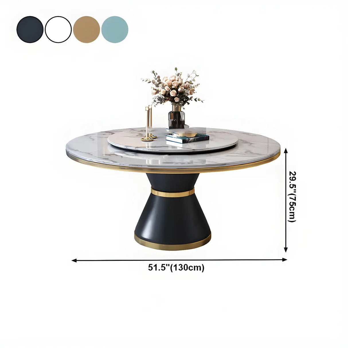 Luxury Round White Marble Scratch Resistant Dining Table Image - 14