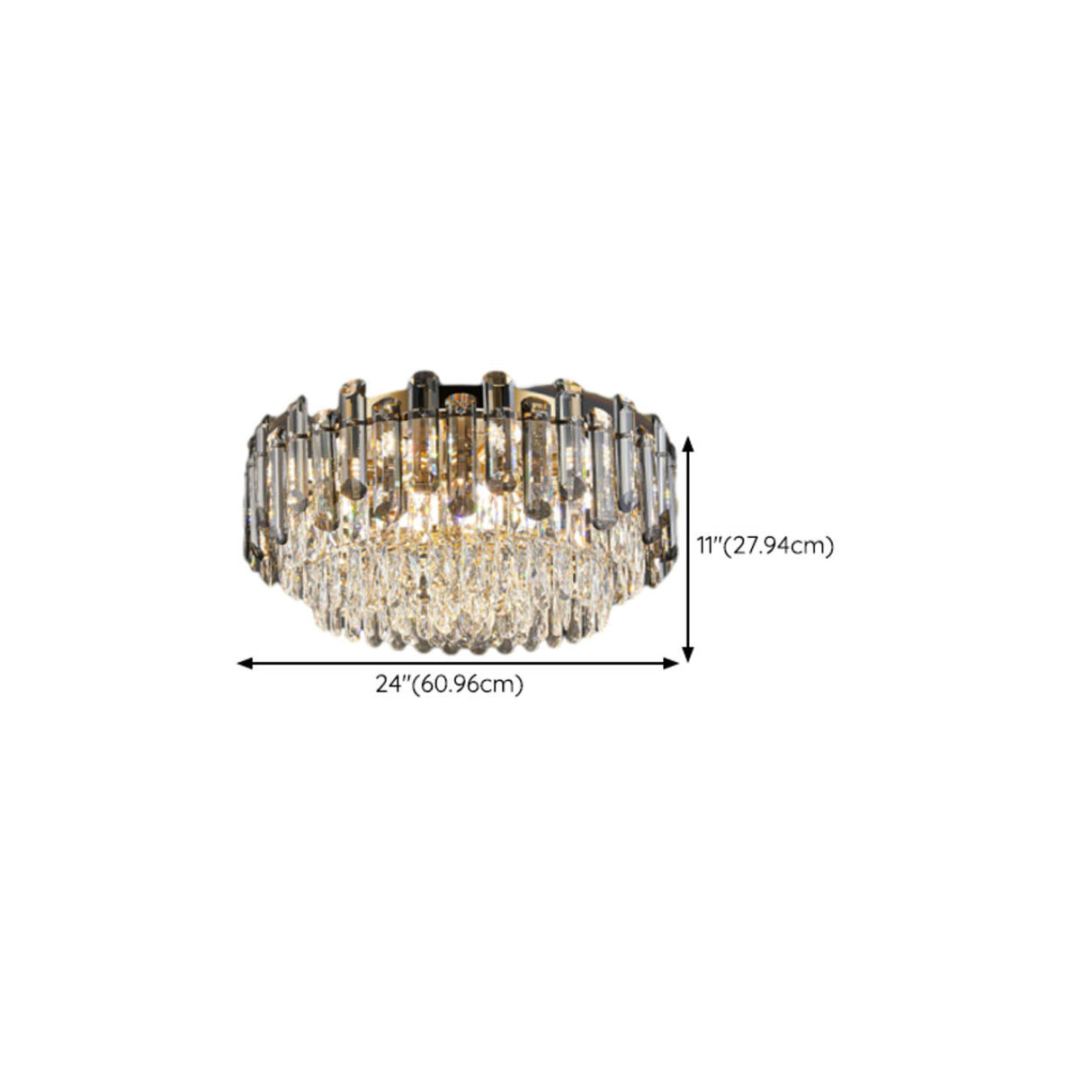 Luxury Smoke Grey Crystal Flush Mount Light Living Room Image - 18