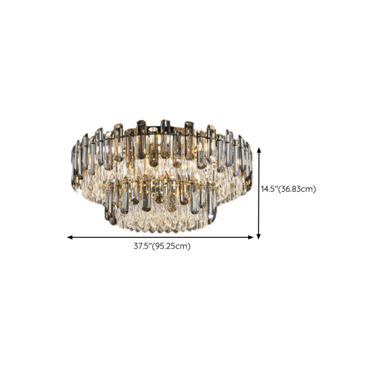 Luxury Smoke Grey Crystal Flush Mount Light Living Room Image - 20