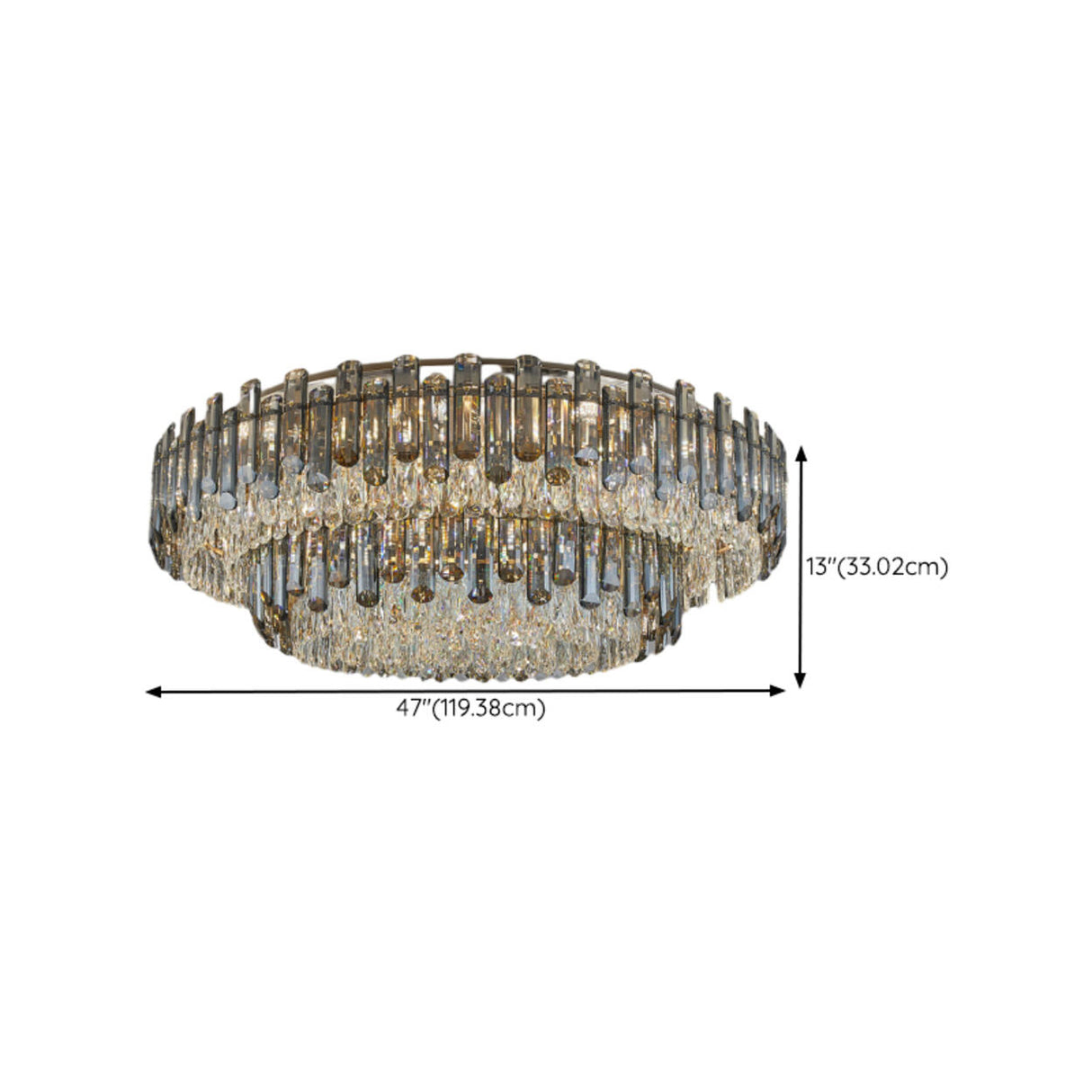 Luxury Smoke Grey Crystal Flush Mount Light Living Room Image - 21