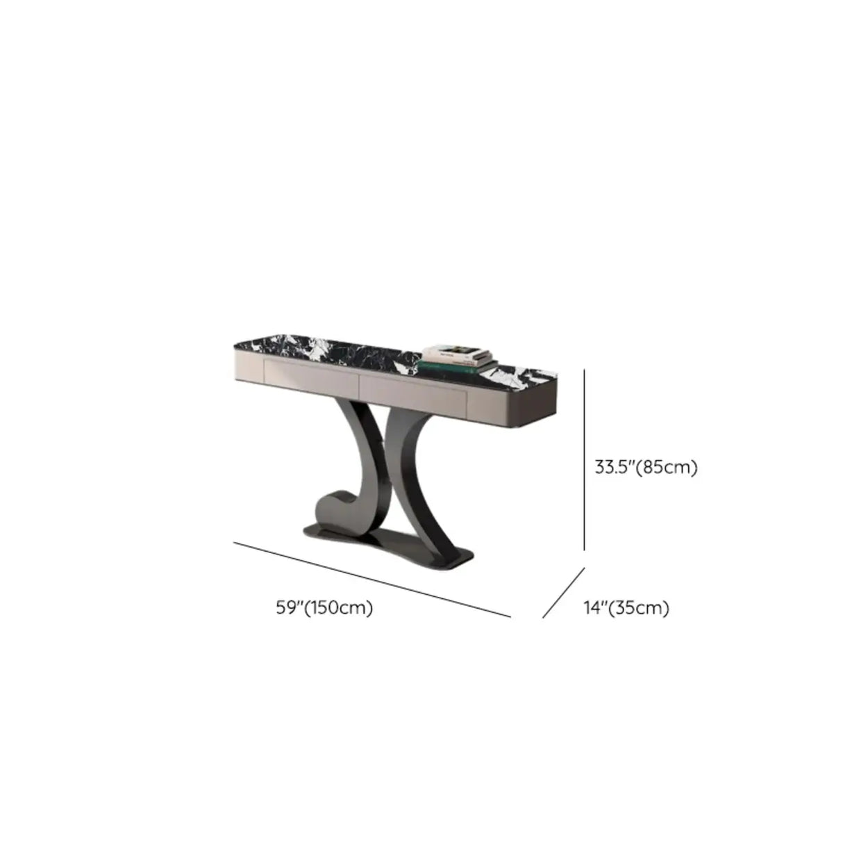 Luxury Stone Abstract Base Beige Decorative Console Table Image - 16