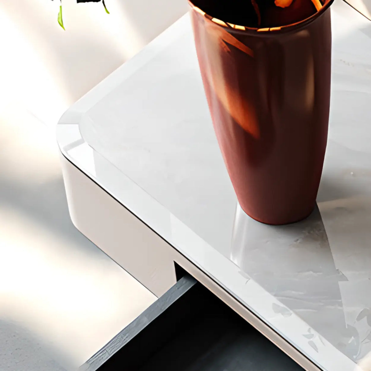 Luxury Stone Abstract Base Beige Decorative Console Table Image - 8