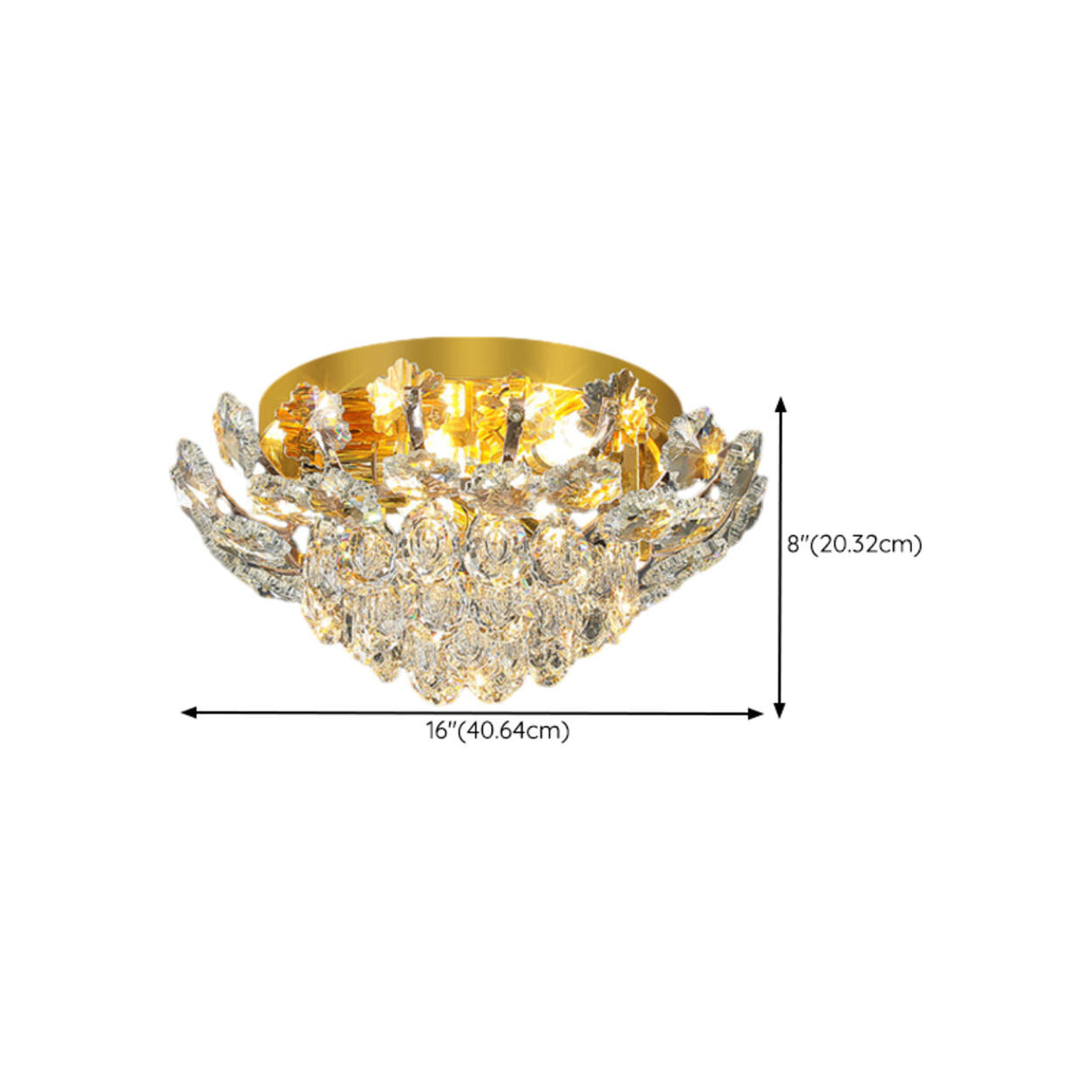 Luxury Symmetrical Gold Crystal Semi-Flush Mount Light Image - 18