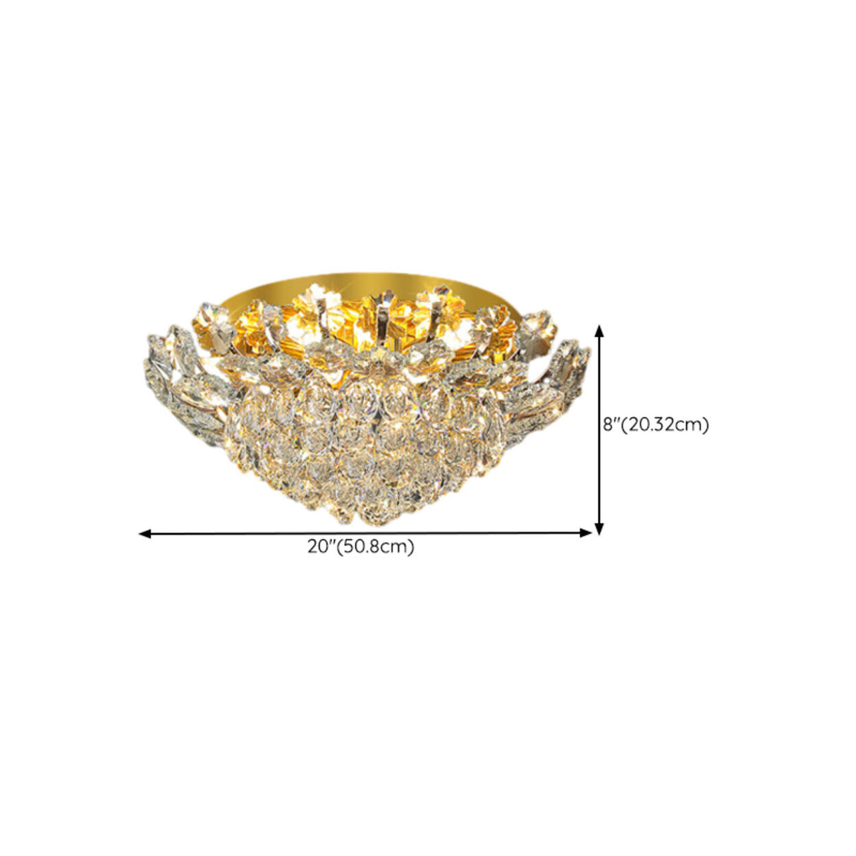 Luxury Symmetrical Gold Crystal Semi-Flush Mount Light Image - 19