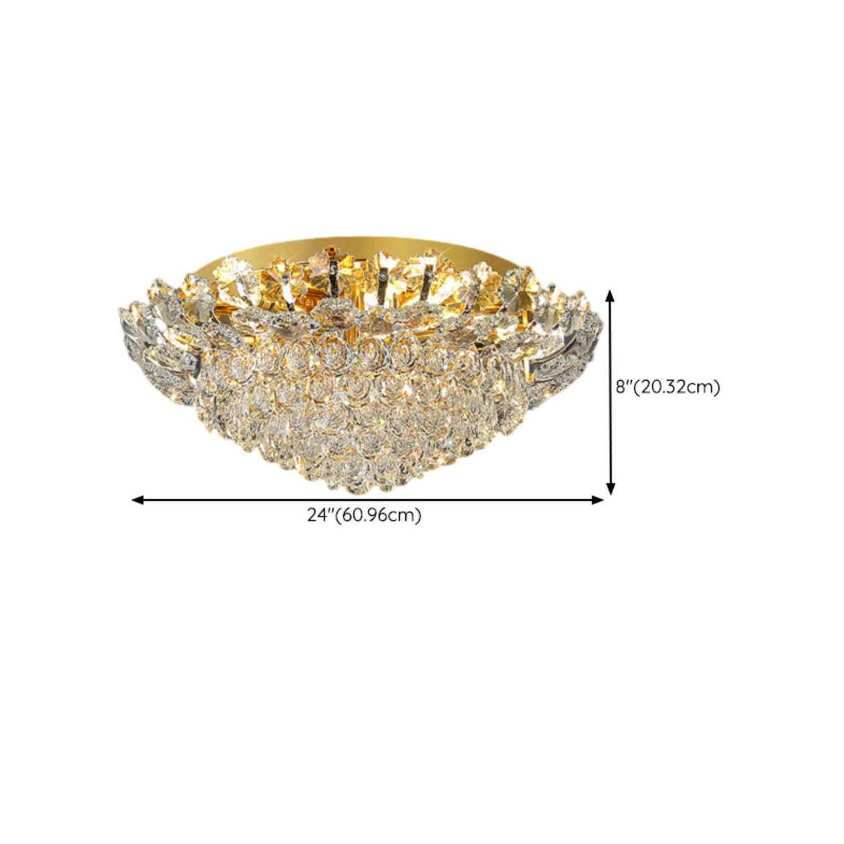 Luxury Symmetrical Gold Crystal Semi-Flush Mount Light Image - 20