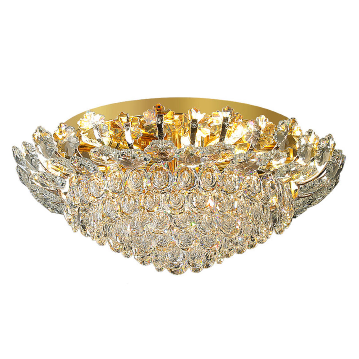 Luxury Symmetrical Gold Crystal Semi-Flush Mount Light Image - 5