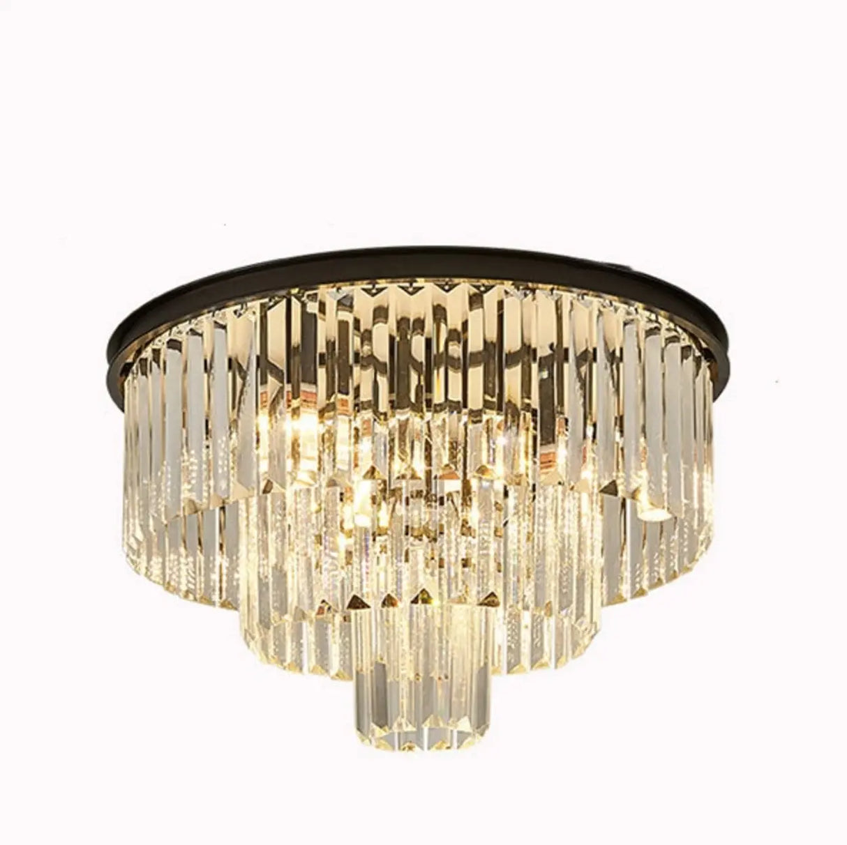 Luxury Tiered Crystal Strip Flush Mount Ceiling Light Image - 2
