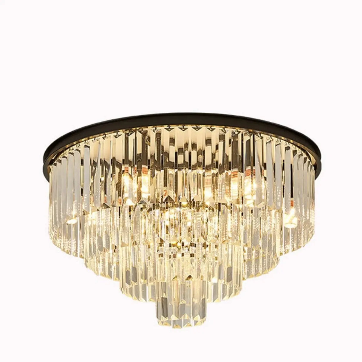 Luxury Tiered Crystal Strip Flush Mount Ceiling Light Image - 3