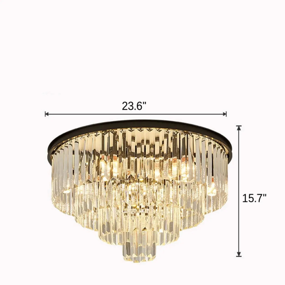 Luxury Tiered Crystal Strip Flush Mount Ceiling Light Image - 6