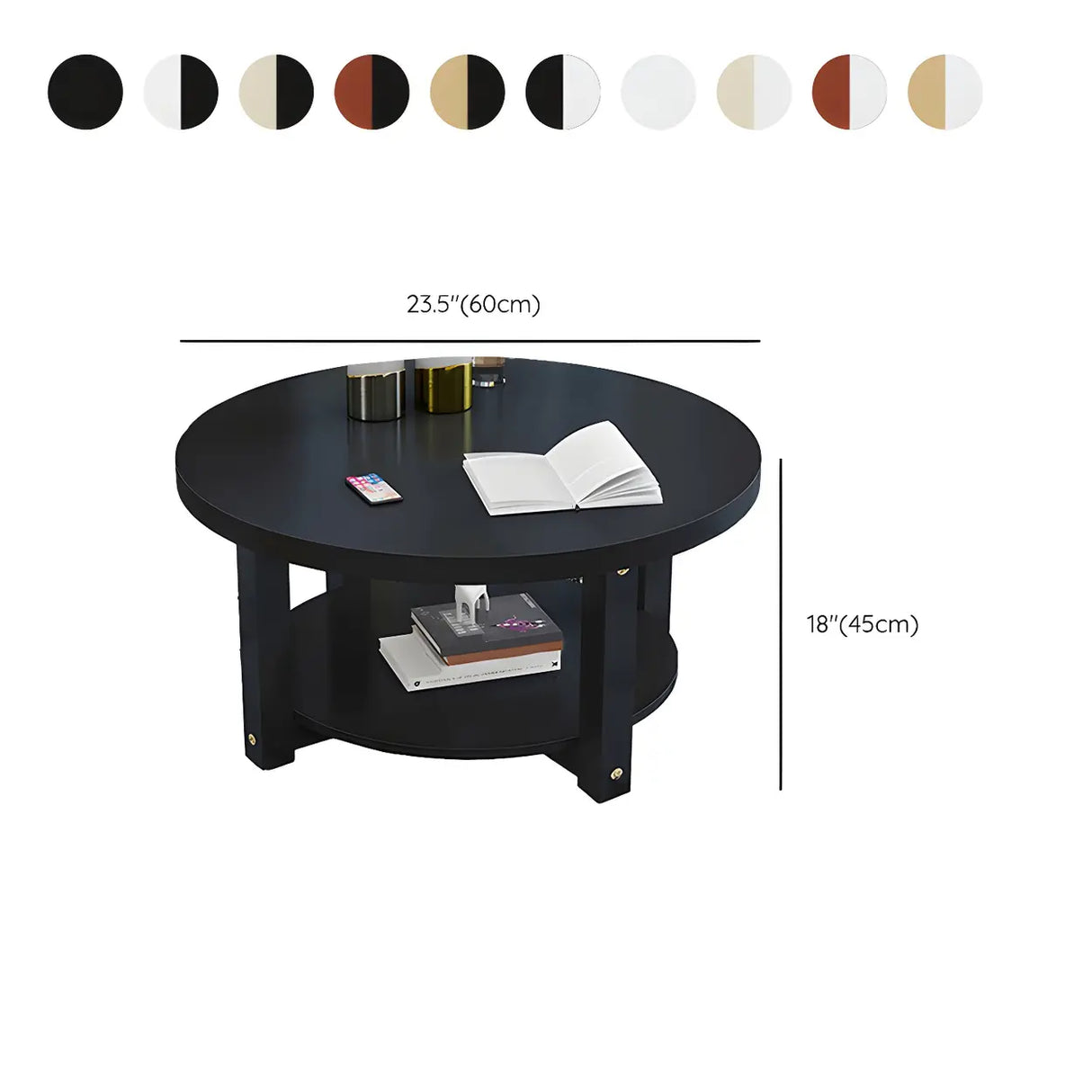 Manufactured Wood Round Coffee Table with Storage Shelf Image - 20