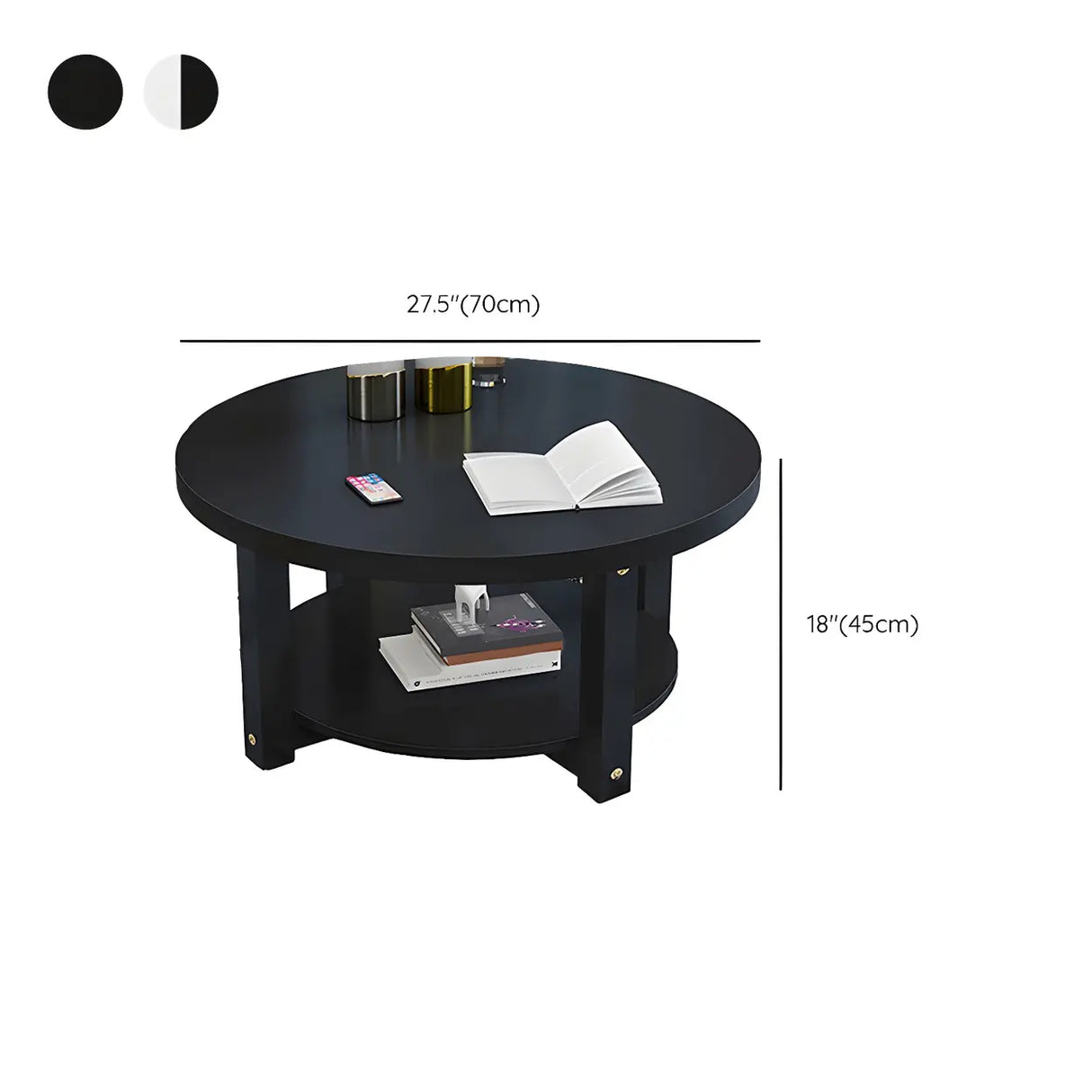 Manufactured Wood Round Coffee Table with Storage Shelf Image - 21