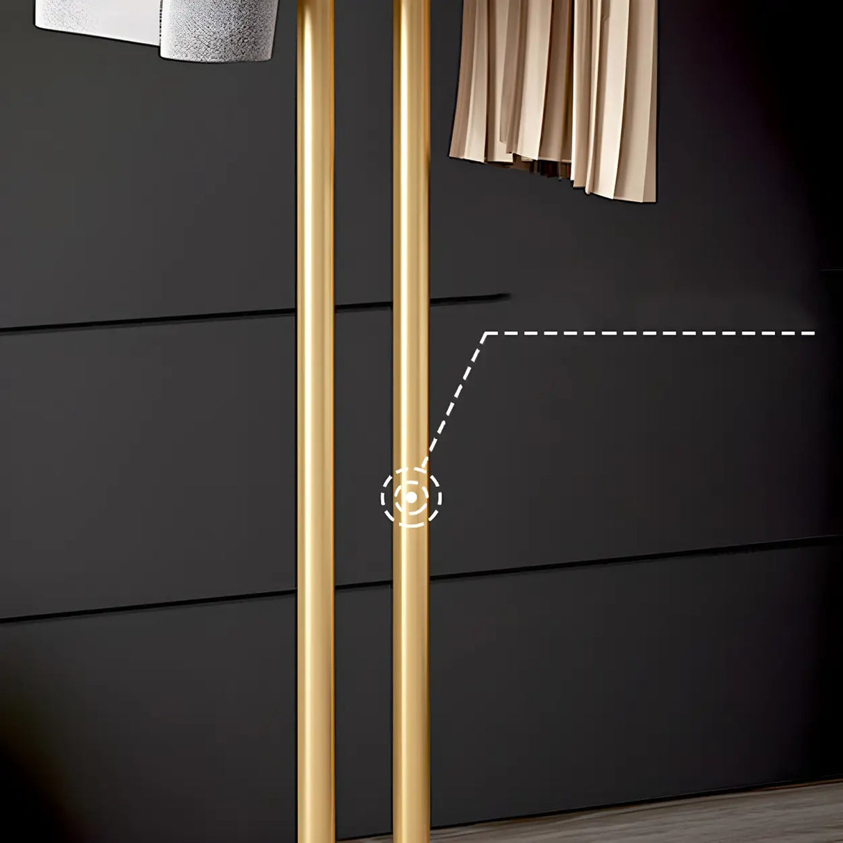 Marble Base Gold Metal Freestanding Coat Rack with Hooks Image - 10
