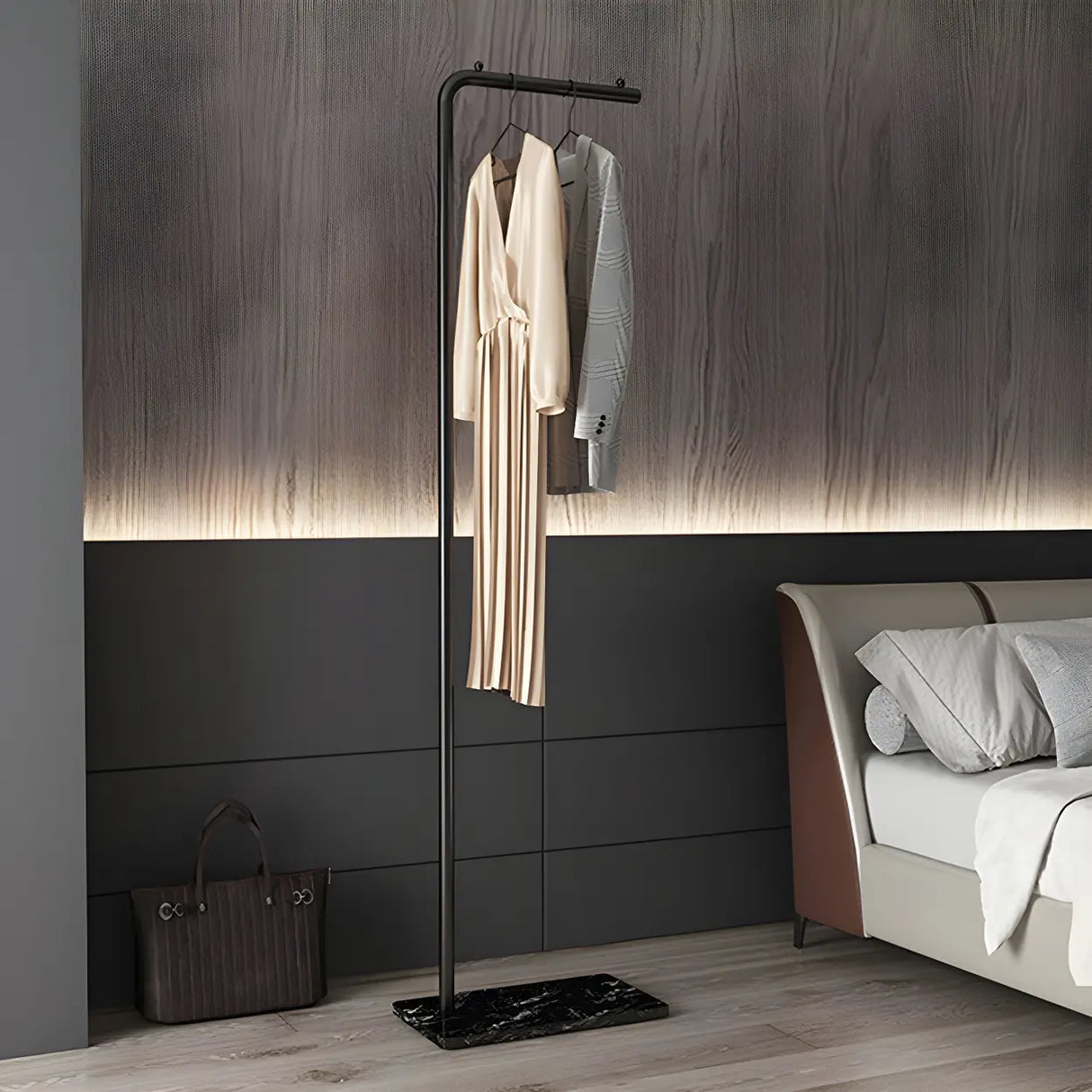 Marble Base Gold Metal Freestanding Coat Rack with Hooks Image - 21