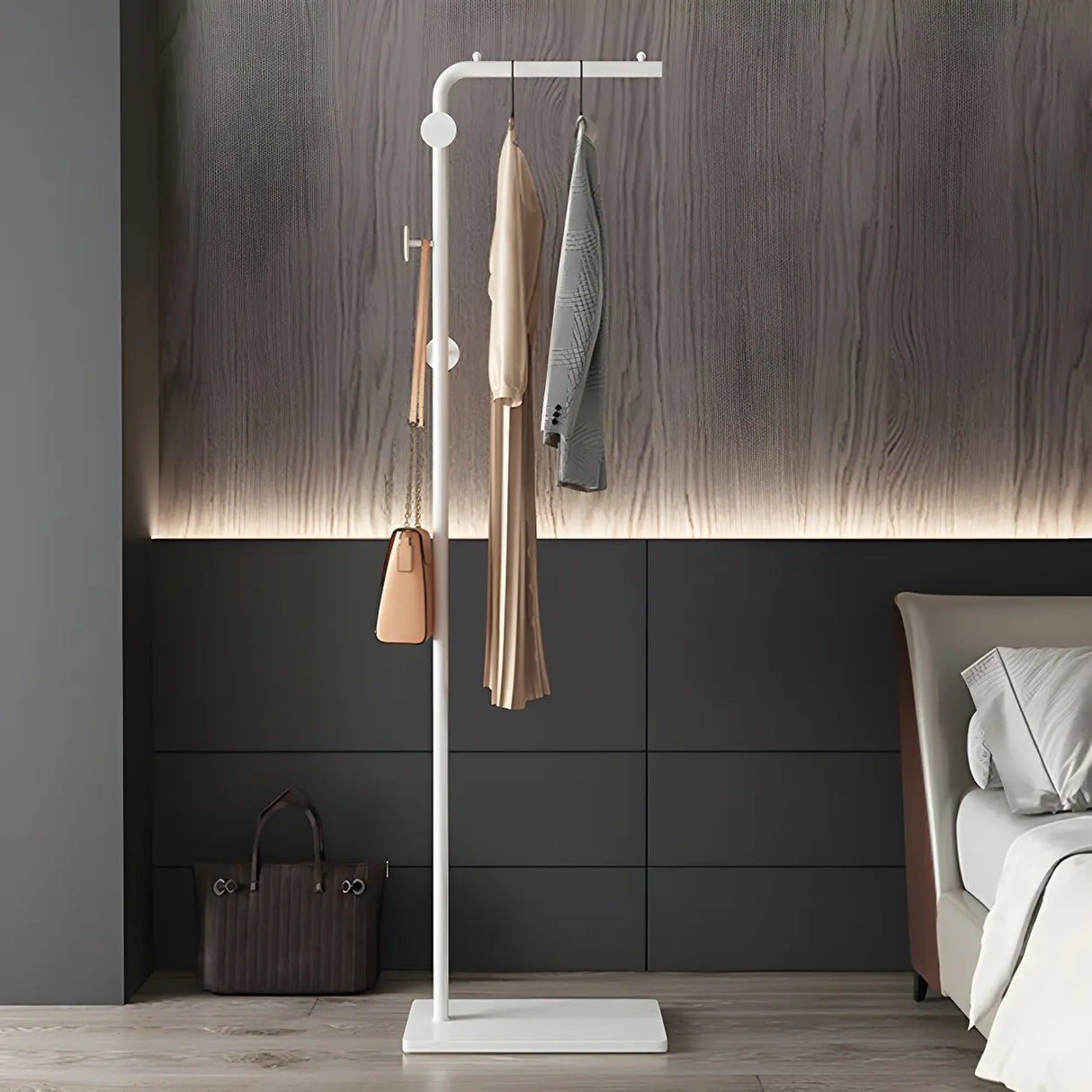 Marble Base Gold Metal Freestanding Coat Rack with Hooks Image - 23