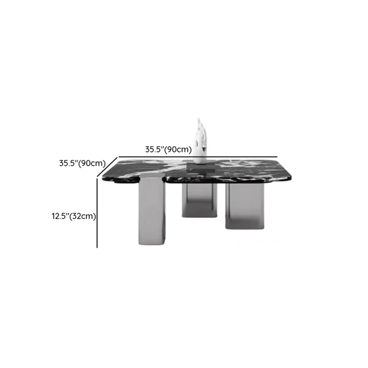 Marble Square Three Stainless Steel Leg Coffee Table