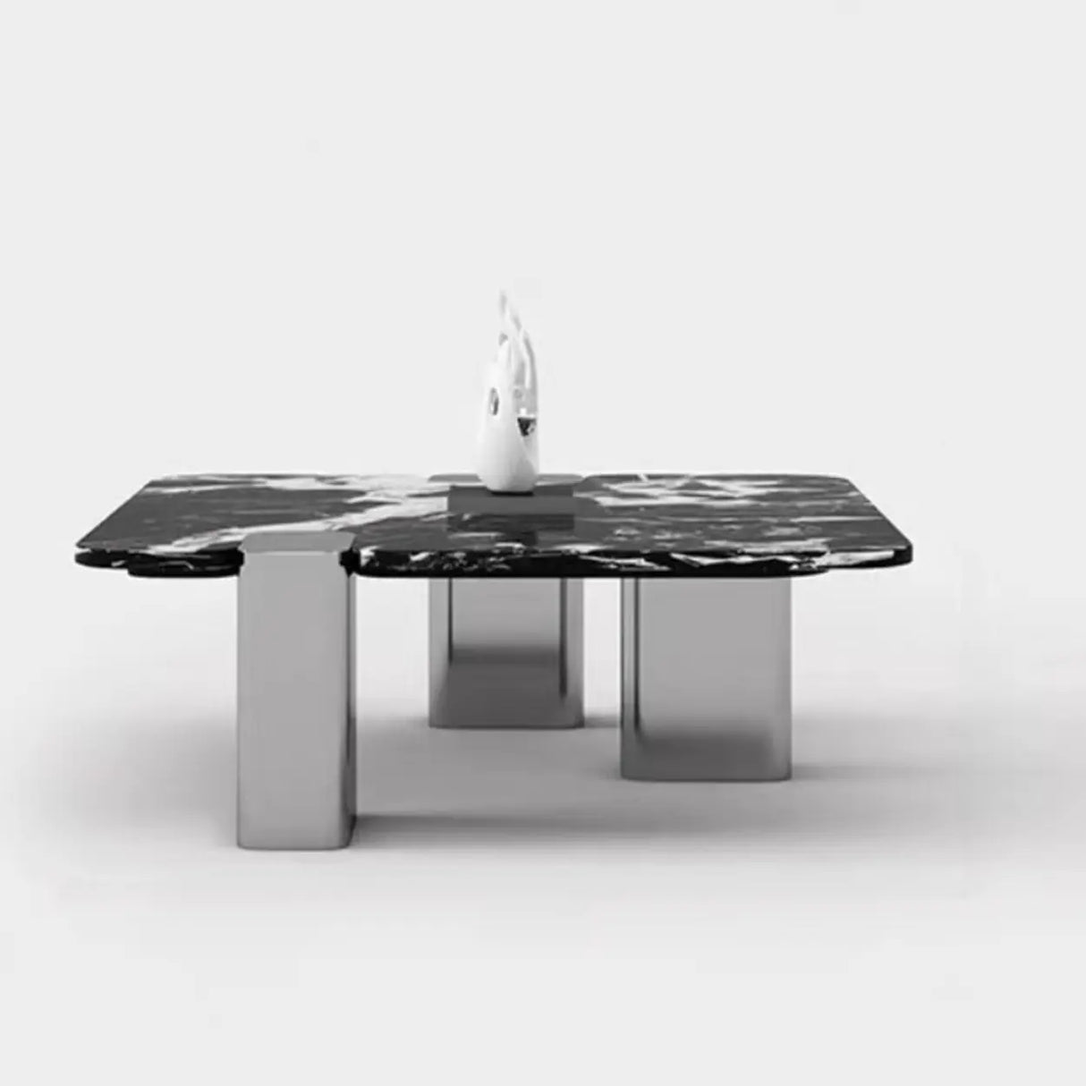 Marble Square Three Stainless Steel Leg Coffee Table Image - 2