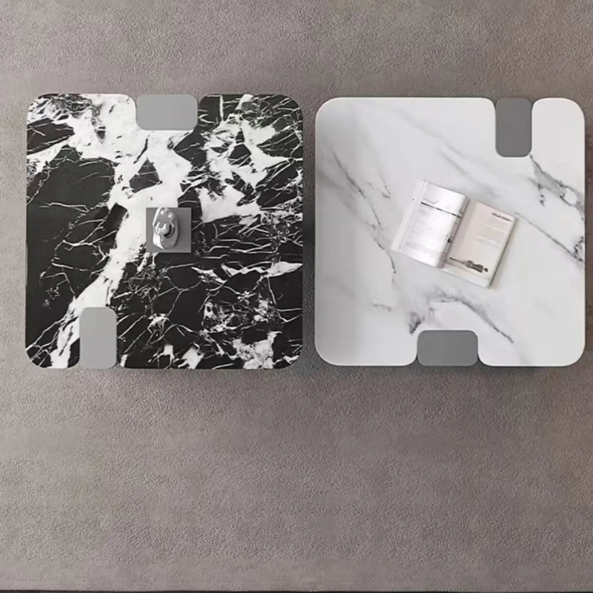 Marble Square Three Stainless Steel Leg Coffee Table Image - 6