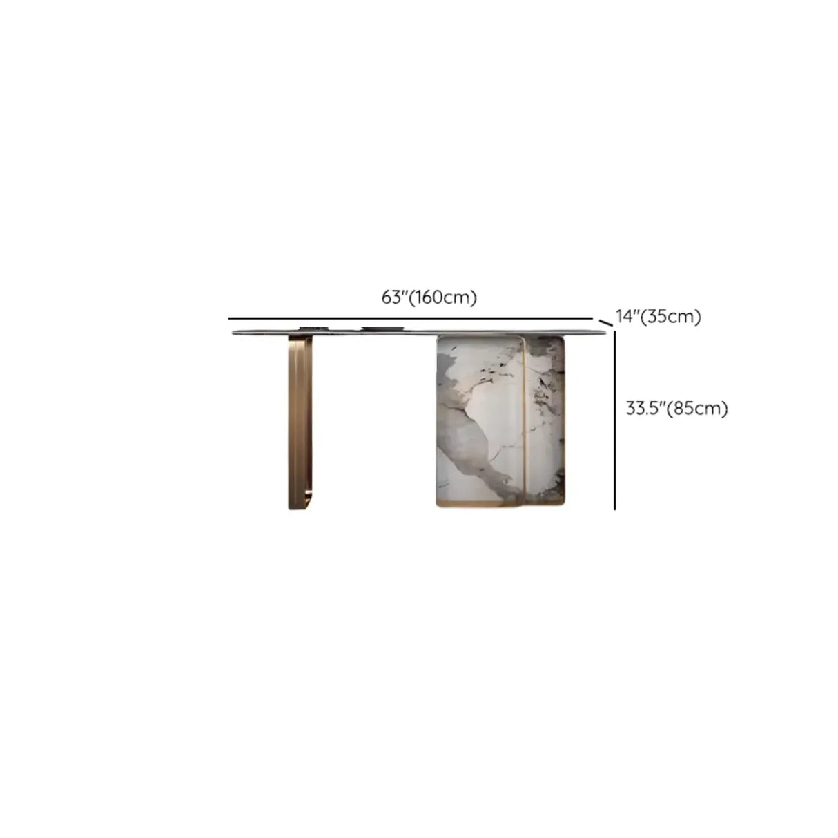 Marble Top Carbon Steel Abstract Frame Console Table Image - 10