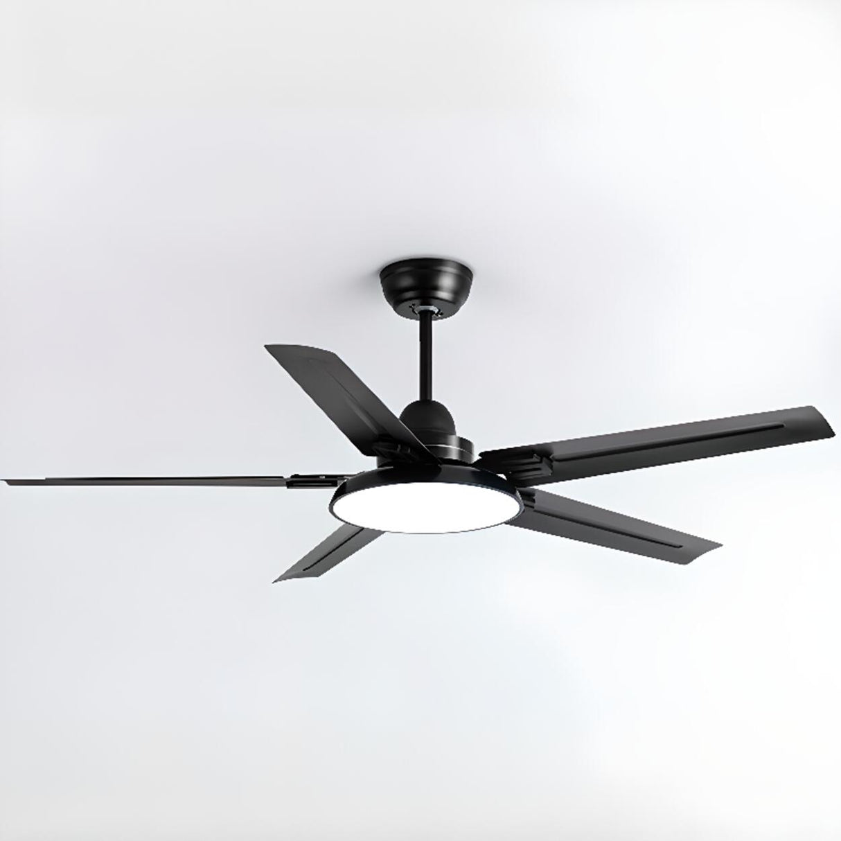 Matte Black Ceiling Fan with Integrated LED Light Image - 11