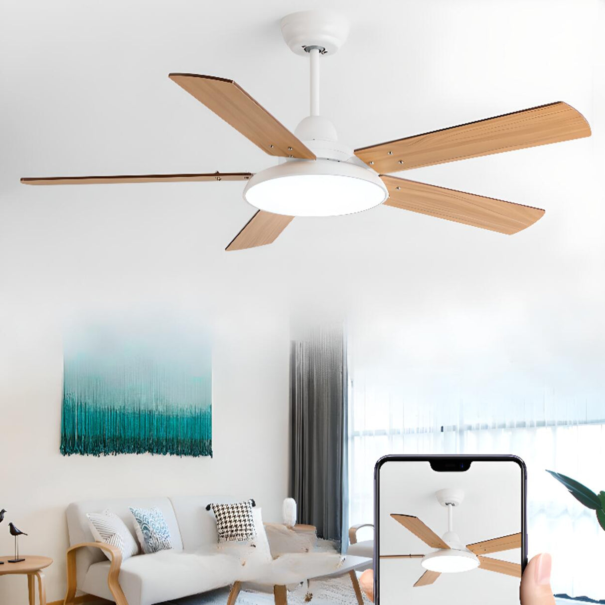 Matte Black Ceiling Fan with Integrated LED Light Image - 19