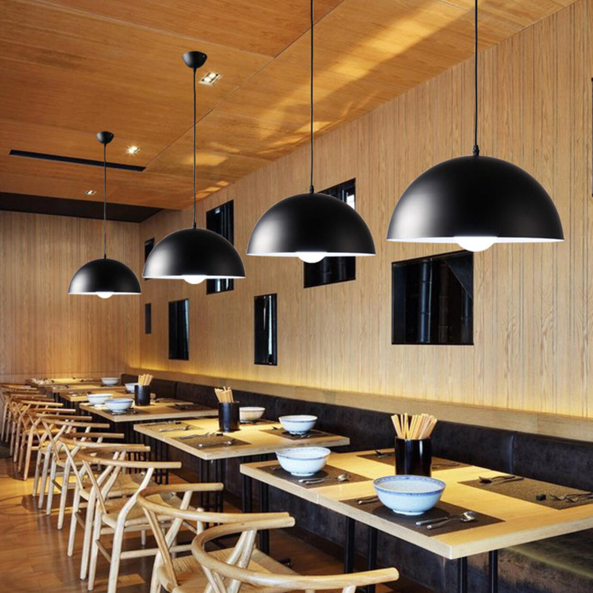 Matte Metal Dome Pendant Light Adjustable Height Image - 1