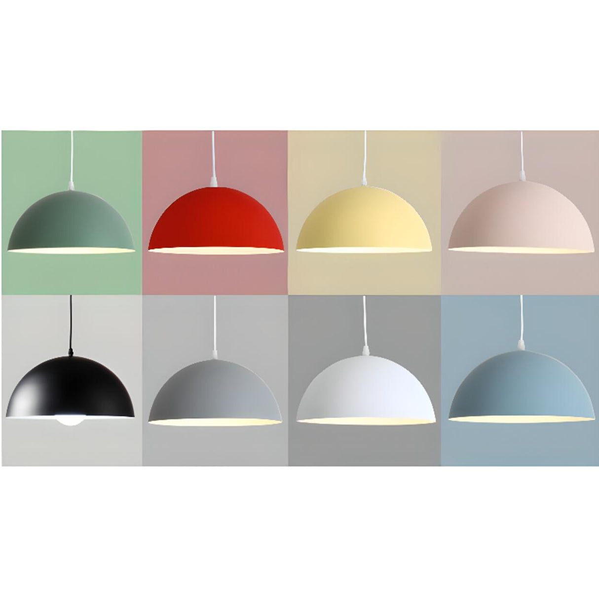 Matte Metal Dome Pendant Light Adjustable Height Image - 14