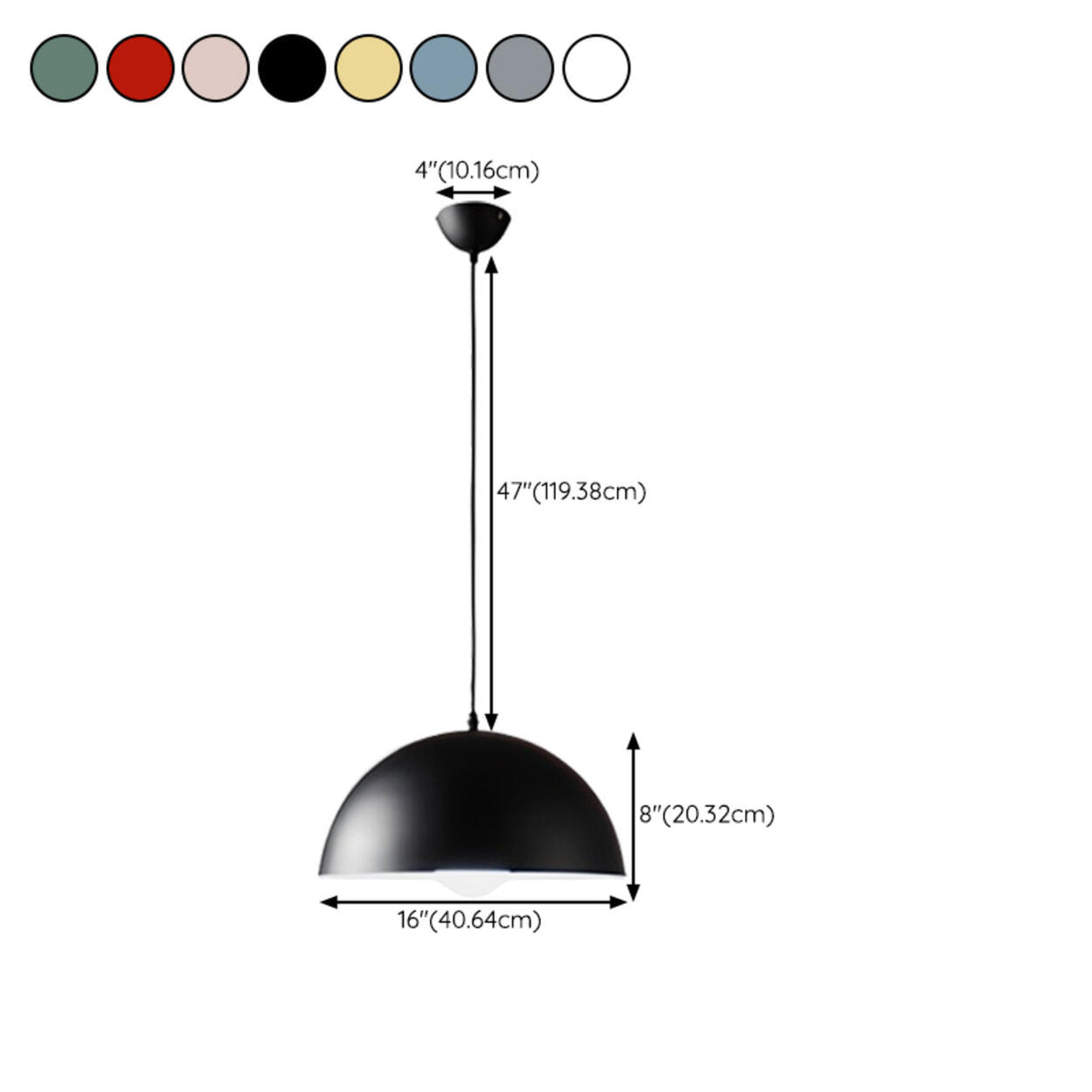Matte Metal Dome Pendant Light Adjustable Height Image - 19