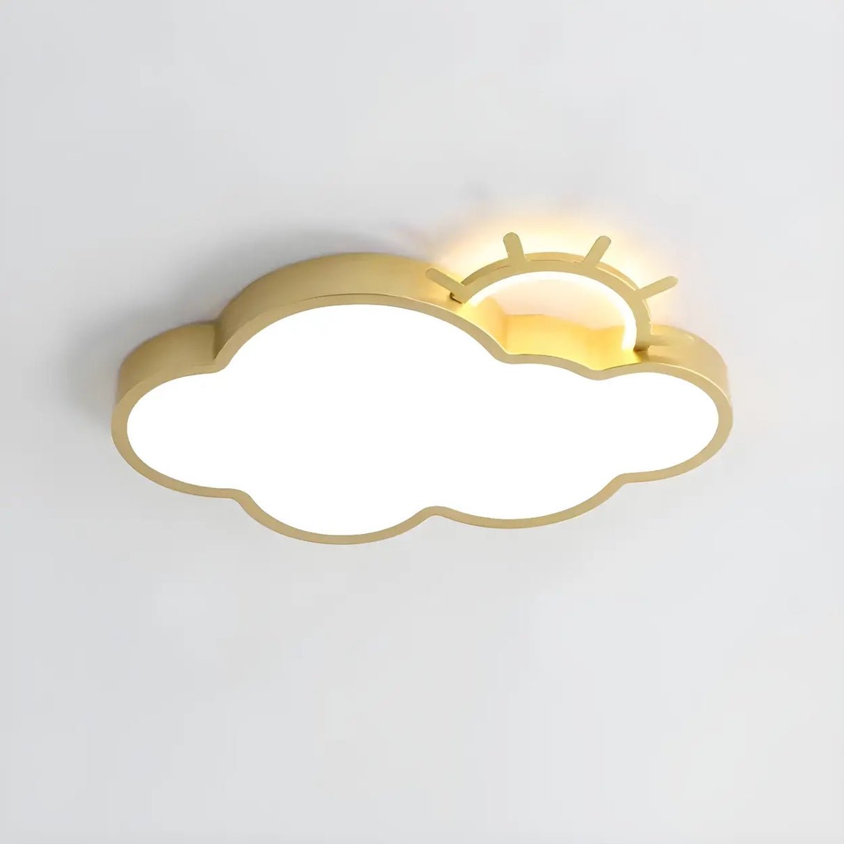 Medium Sun Cloud White Flush Mount Light Kids Room Image - 3