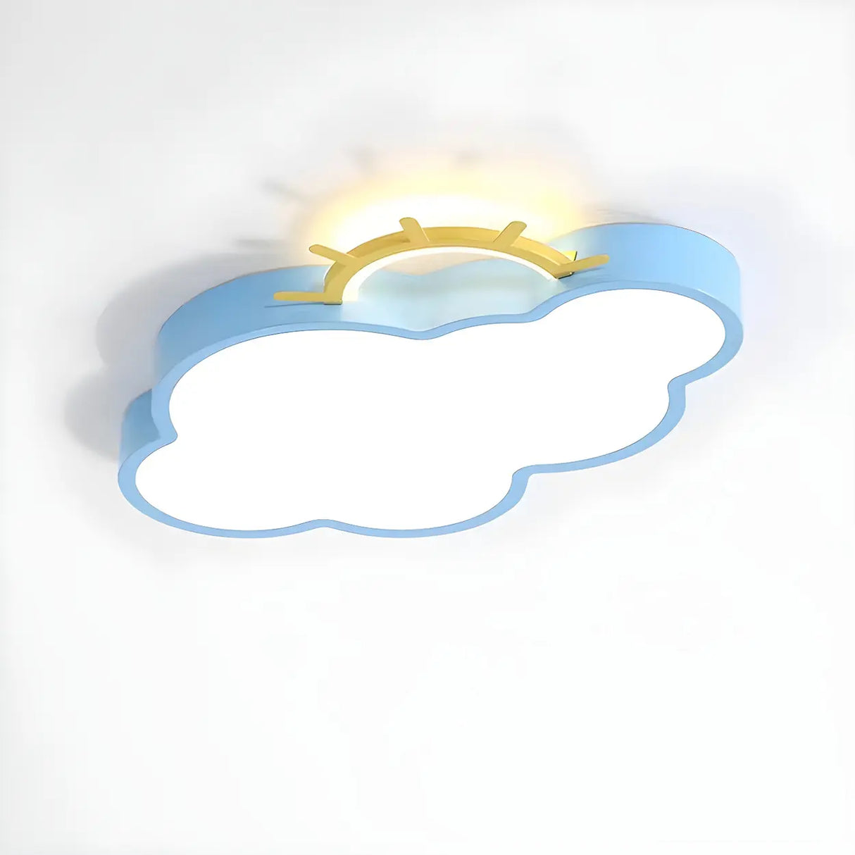 Medium Sun Cloud White Flush Mount Light Kids Room Image - 5