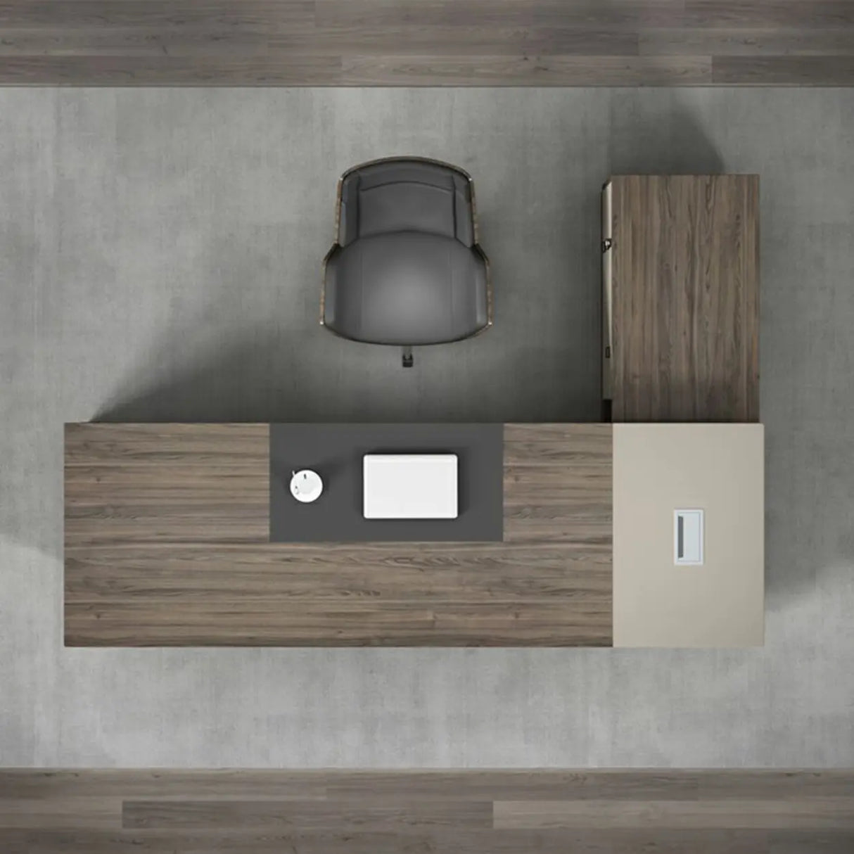 Medium Wood Tone L-Shape Office Executive Desk Image - 12