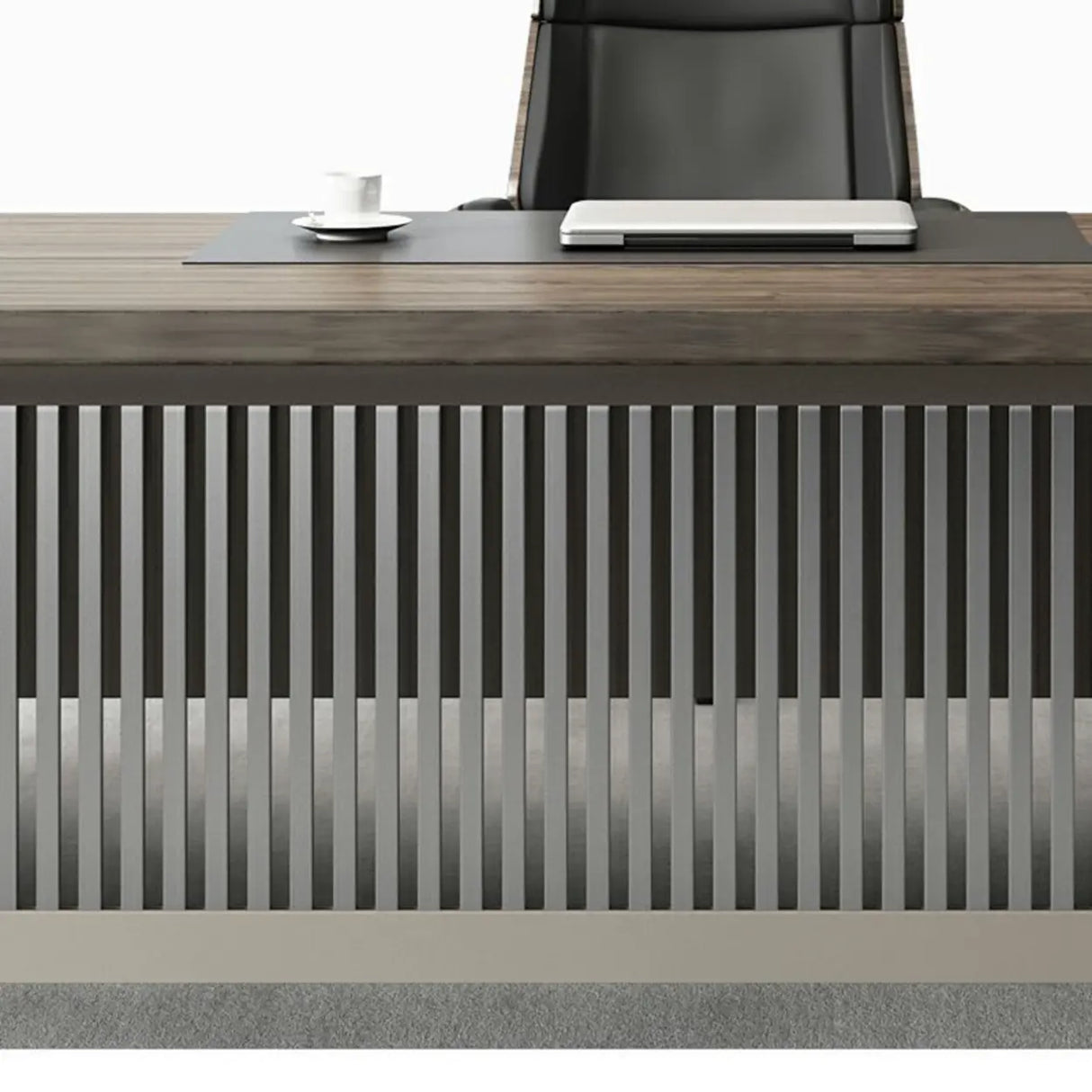 Medium Wood Tone L-Shape Office Executive Desk Image - 8