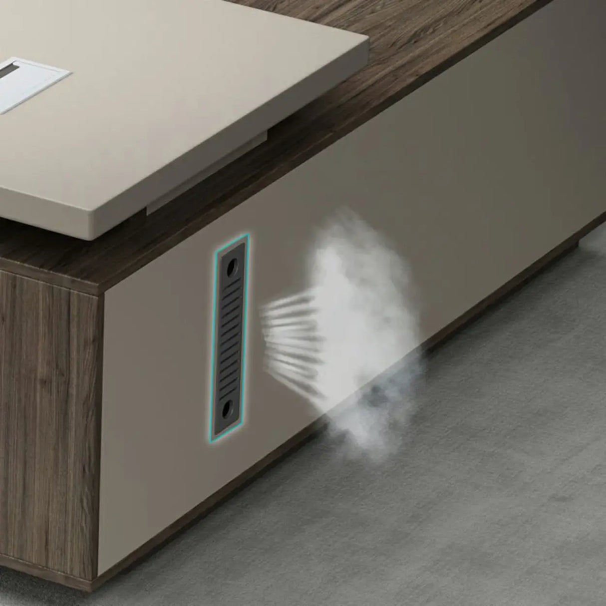 Medium Wood Tone L-Shape Office Executive Desk Image - 9