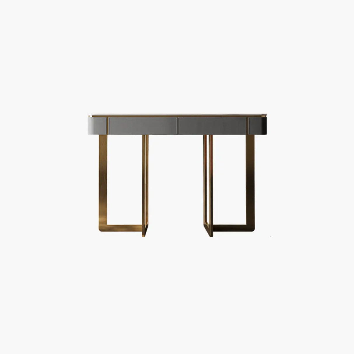 Metal Double Pedestal Stone Orange Storage Console Table Image - 11