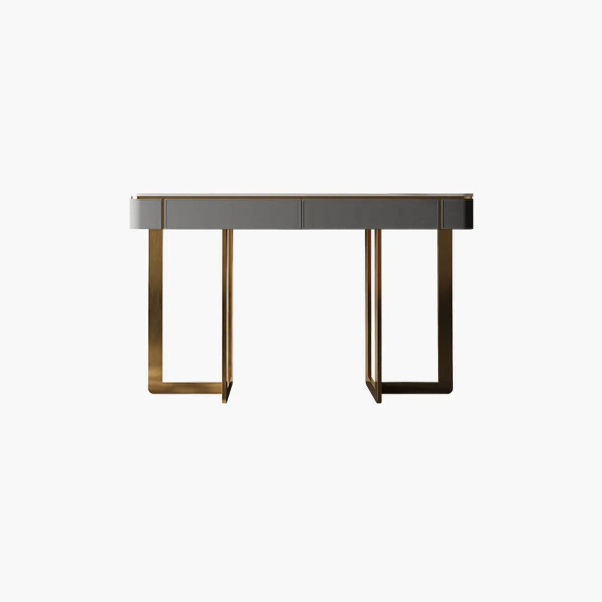 Metal Double Pedestal Stone Orange Storage Console Table Image - 13