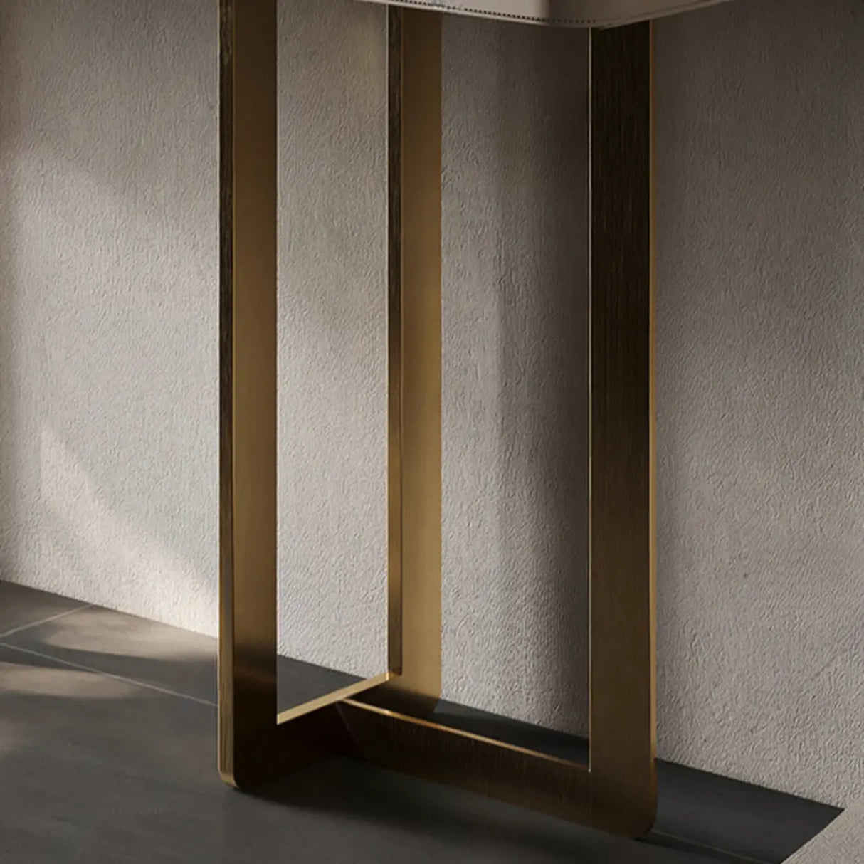 Metal Double Pedestal Stone Orange Storage Console Table Image - 17