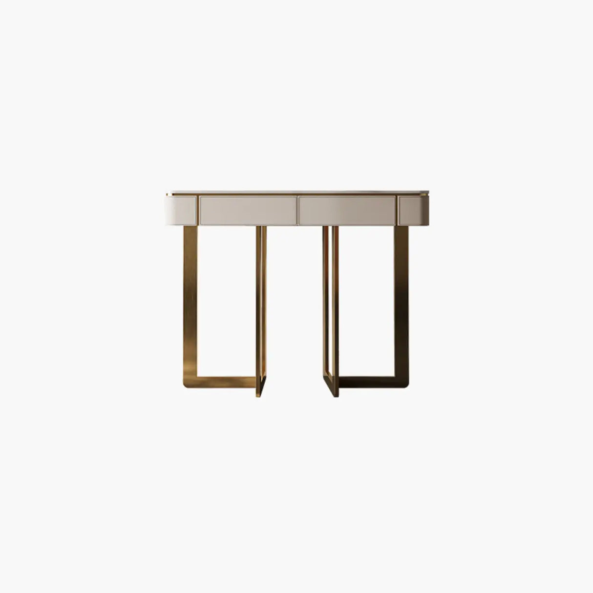 Metal Double Pedestal Stone Orange Storage Console Table Image - 18