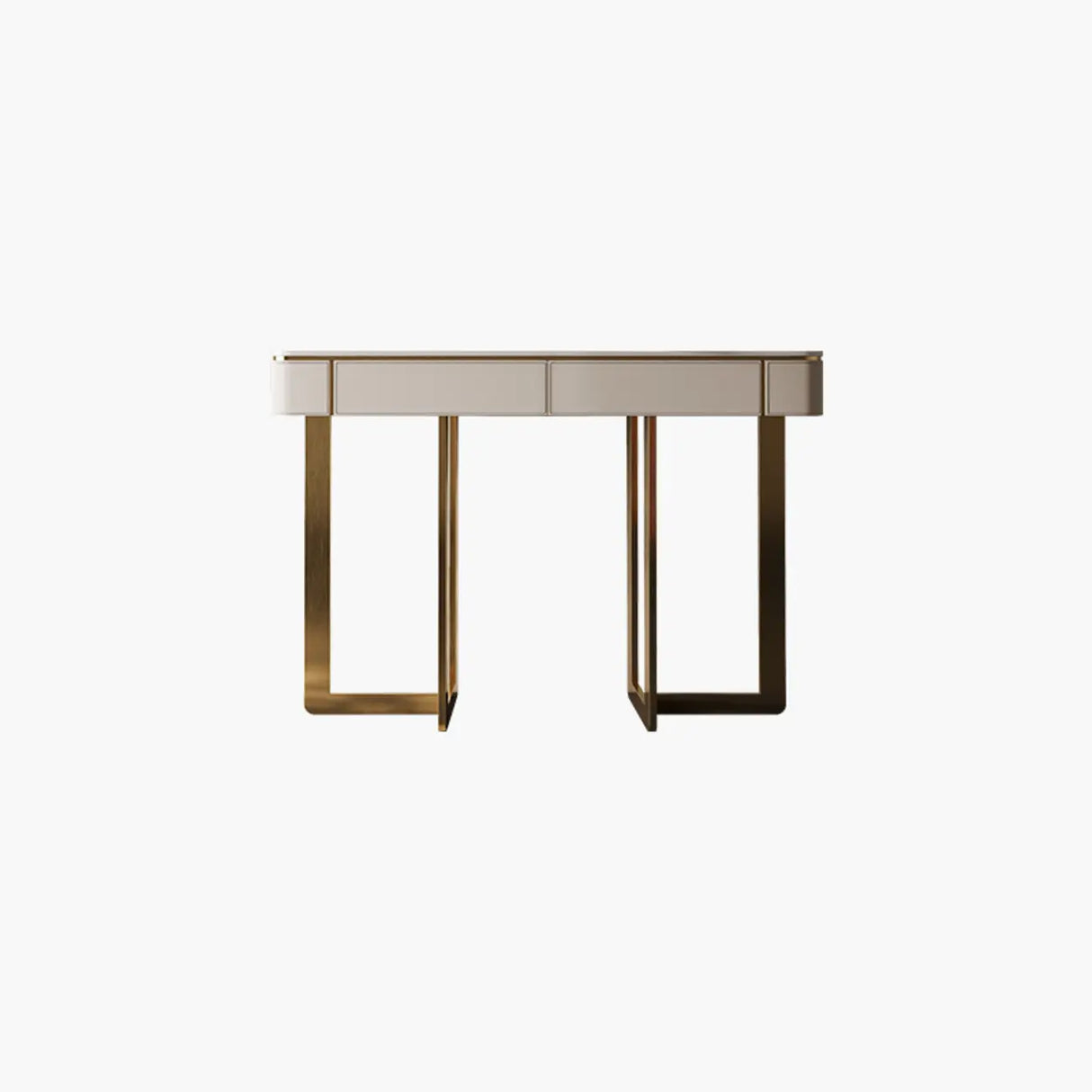 Metal Double Pedestal Stone Orange Storage Console Table Image - 19