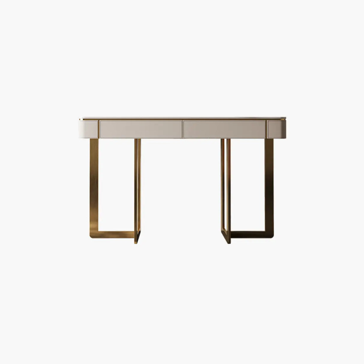 Metal Double Pedestal Stone Orange Storage Console Table Image - 20